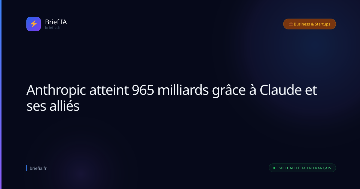 Brief IA : Anthropic atteint 965 milliards grâce à Claude et ses alliés