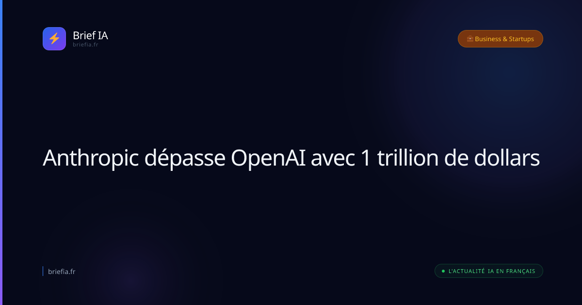 Brief IA : Anthropic dépasse OpenAI avec 1 trillion de dollars