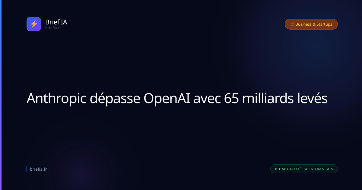 Brief IA : Anthropic dépasse OpenAI avec 65 milliards levés