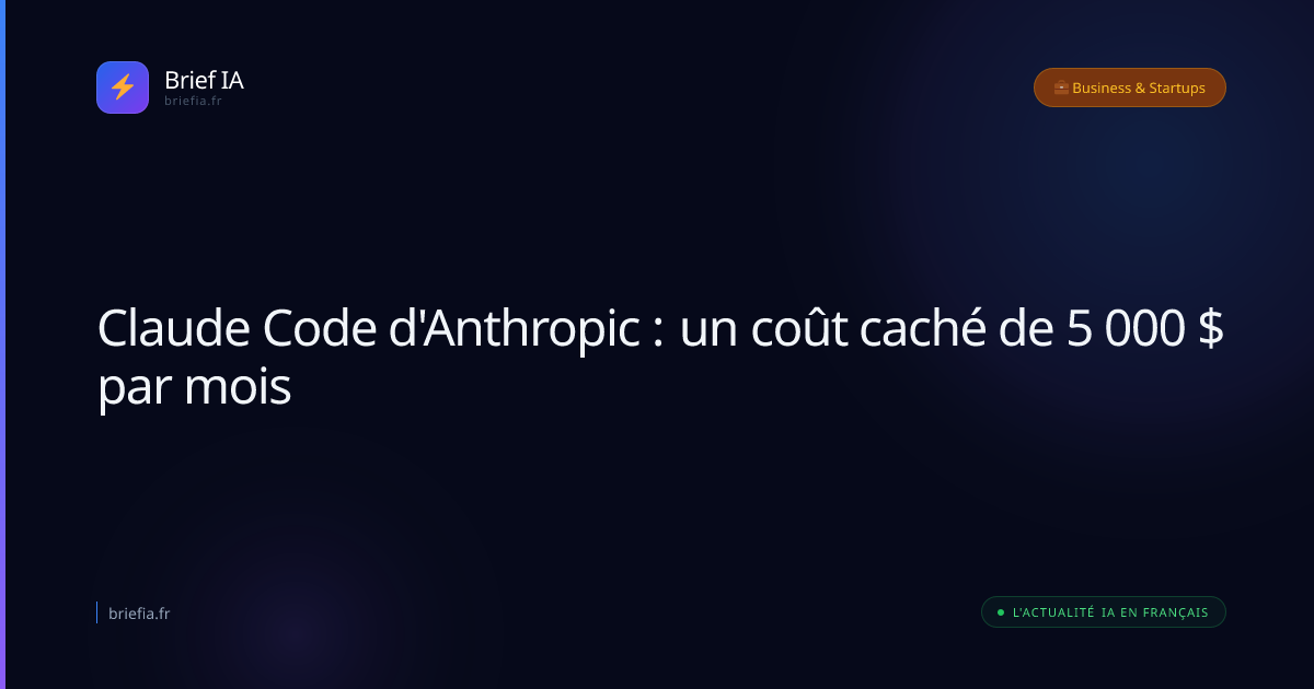 Brief IA : Claude Code d'Anthropic : un coût caché de 5 000 $ par mois