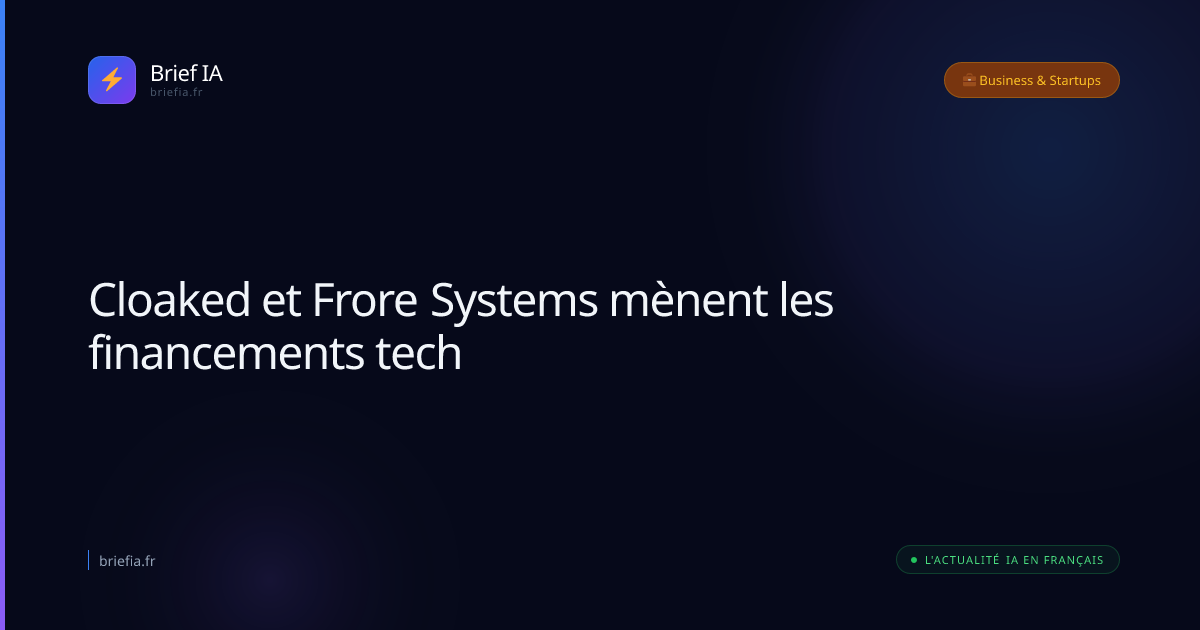 Brief IA : Cloaked et Frore Systems mènent les financements tech