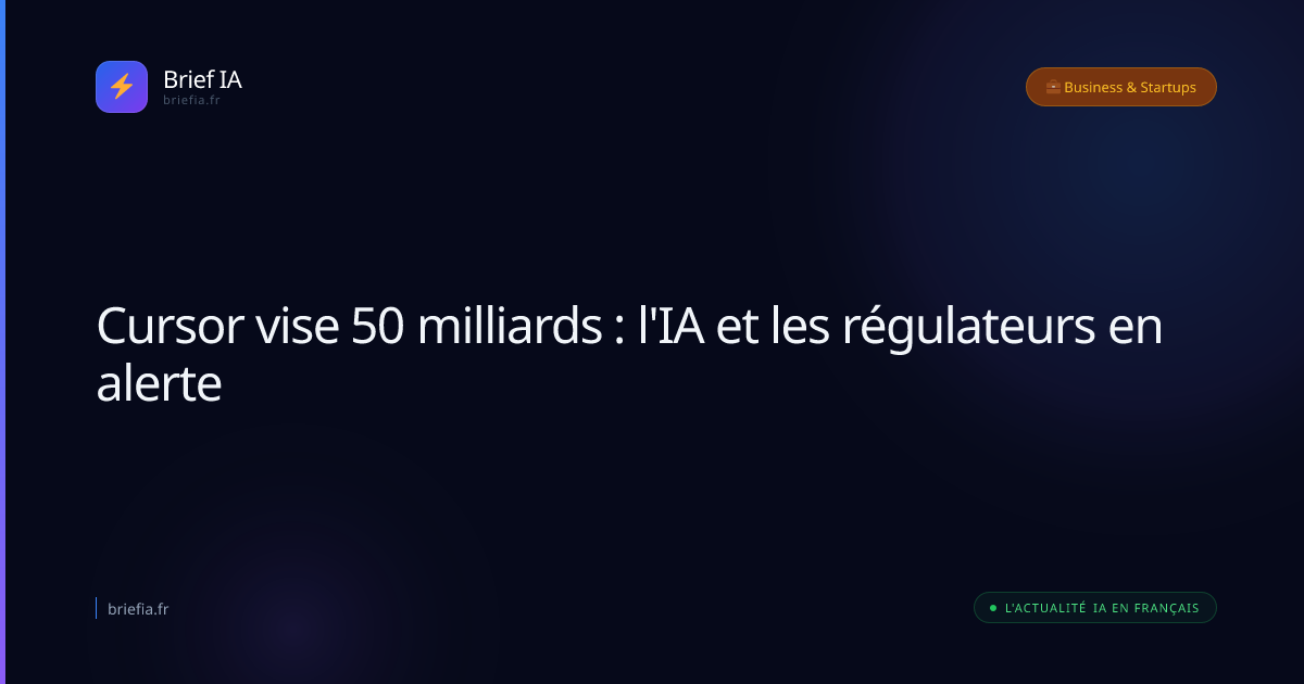 Brief IA : Cursor vise 50 milliards : l'IA et les régulateurs en alerte