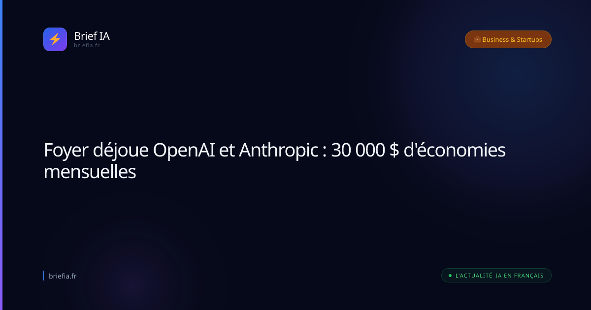 Brief IA : Foyer déjoue OpenAI et Anthropic : 30 000 $ d'économies mensuelles