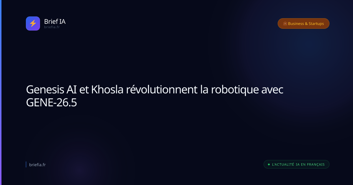 Brief IA : Genesis AI et Khosla révolutionnent la robotique avec GENE-26.5