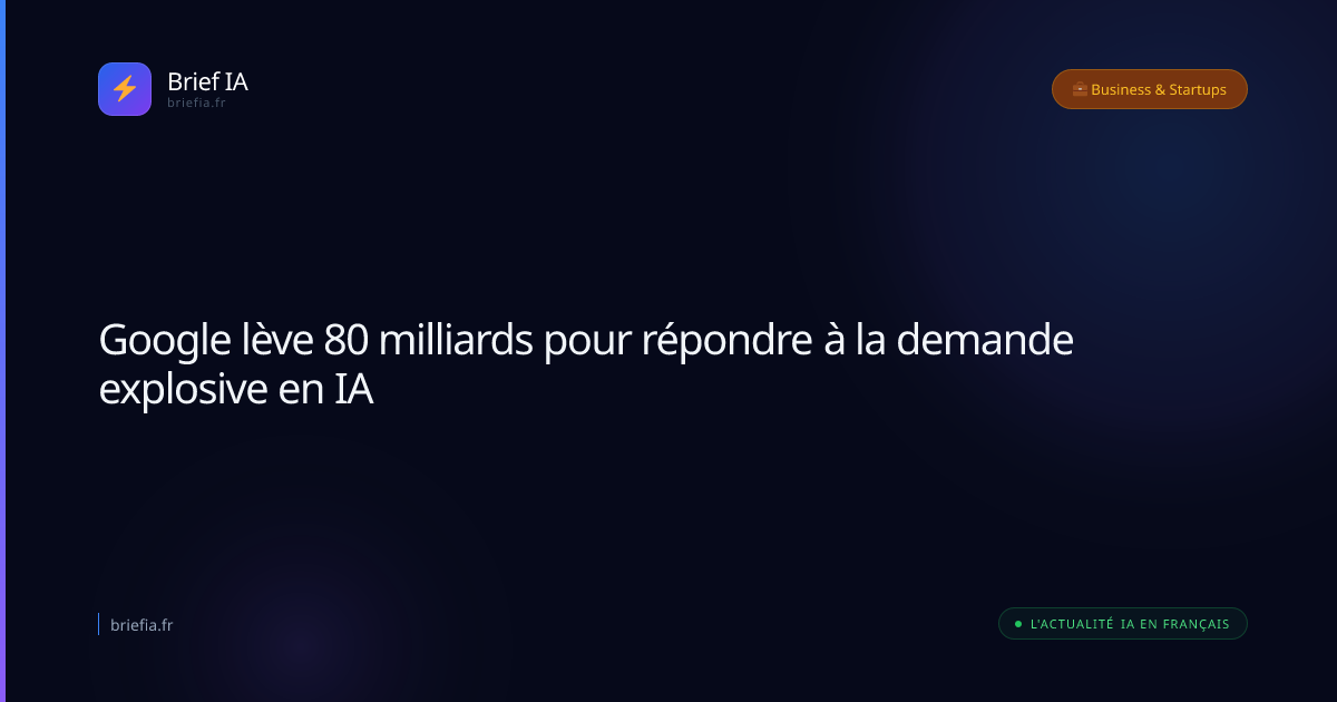 Brief IA : Google lève 80 milliards pour répondre à la demande explosive en IA