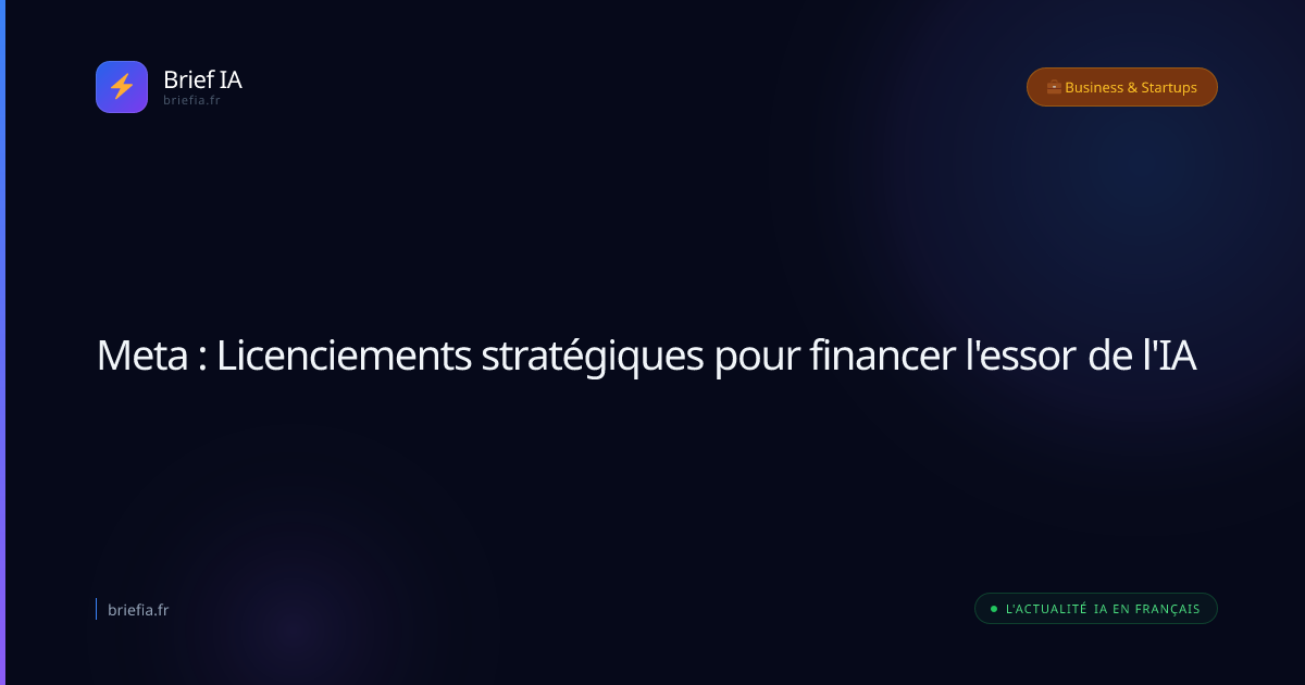 Brief IA : Meta : Licenciements stratégiques pour financer l'essor de l'IA