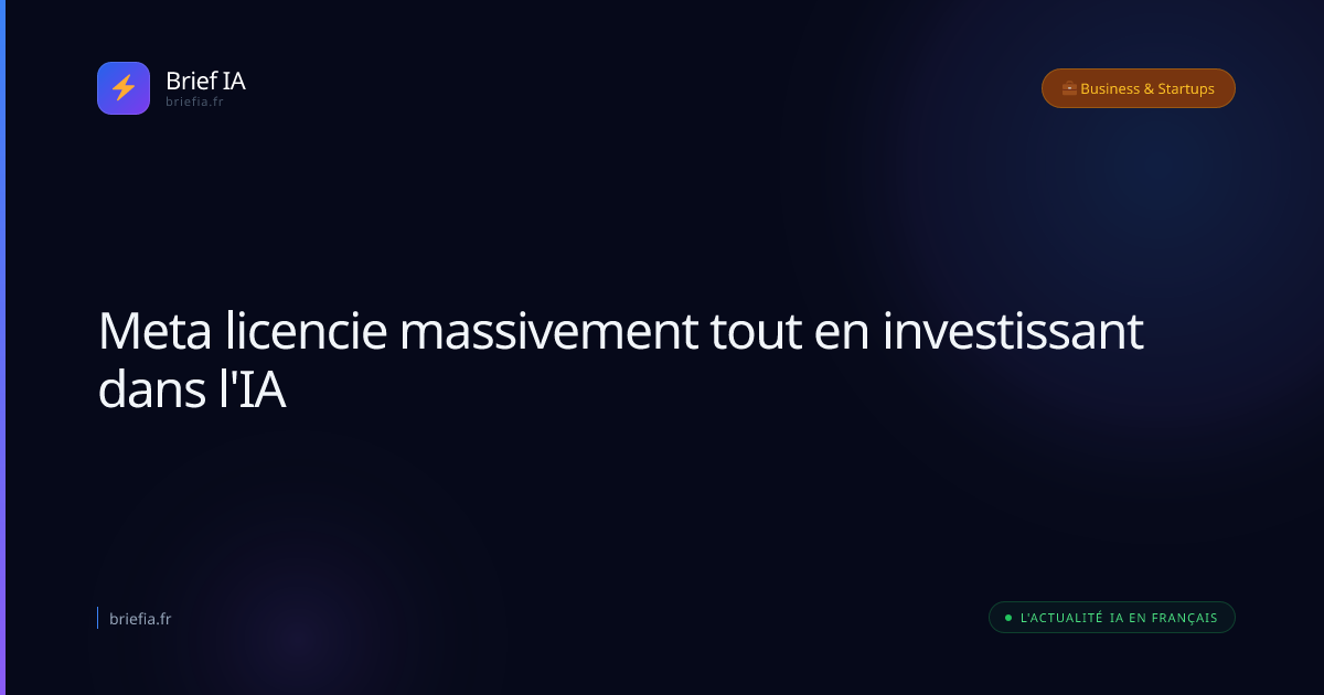 Brief IA : Meta licencie massivement tout en investissant dans l'IA