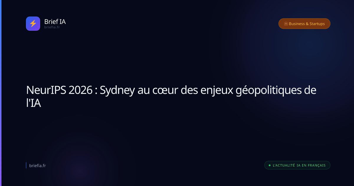 Brief IA : NeurIPS 2026 : Sydney au cœur des enjeux géopolitiques de l'IA