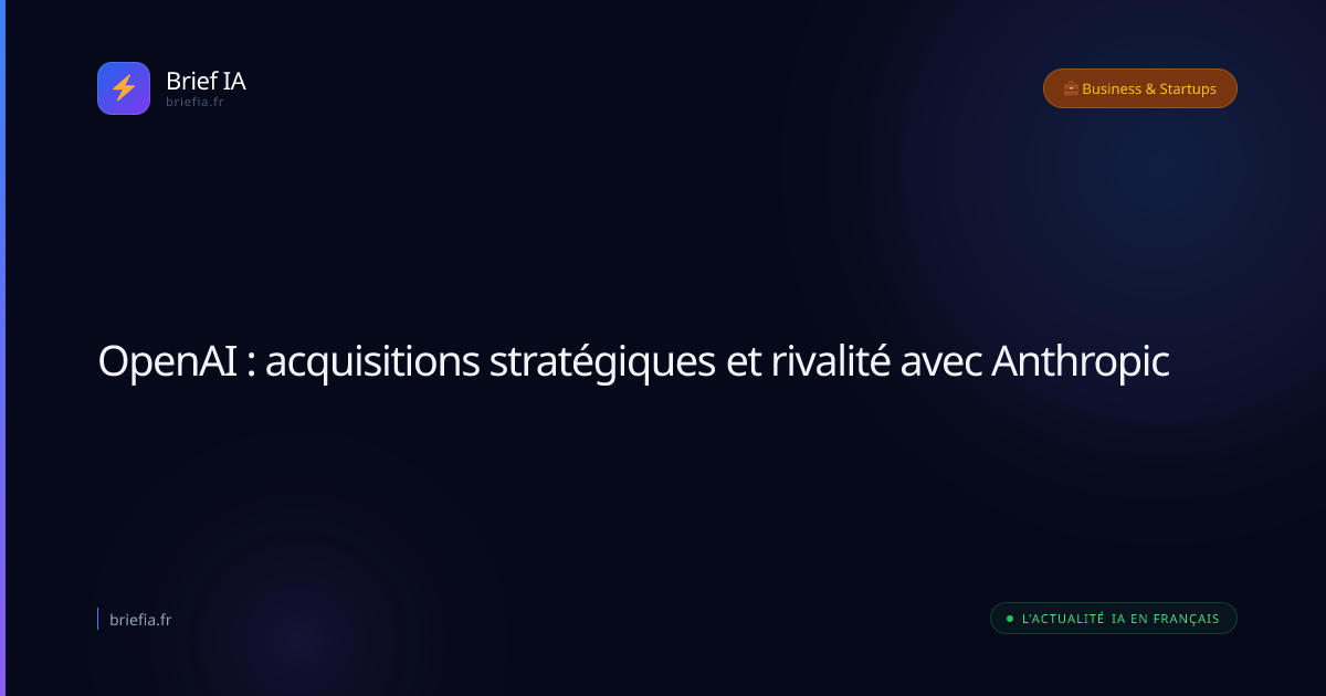 Brief IA : OpenAI : acquisitions stratégiques et rivalité avec Anthropic