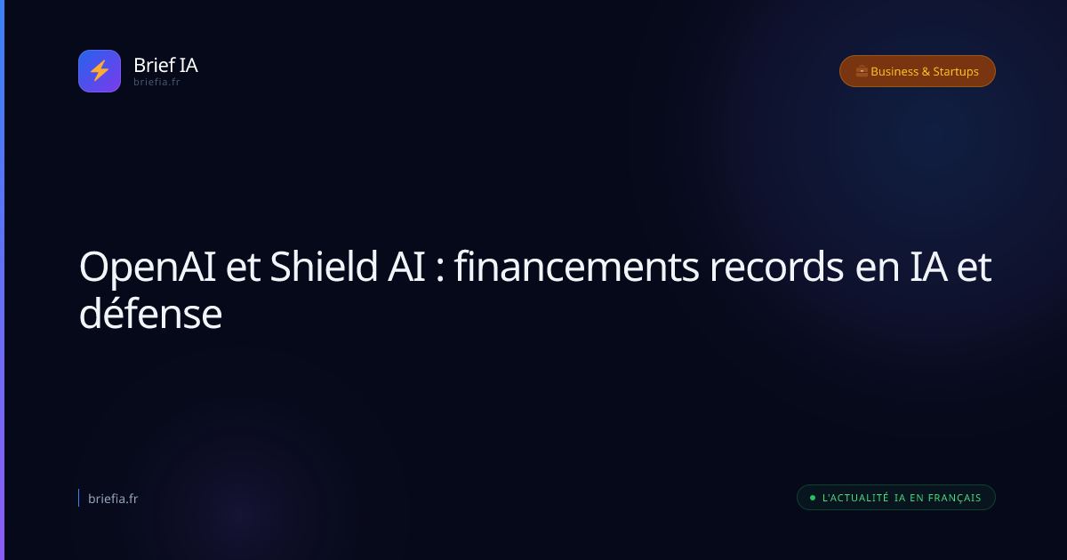 Brief IA : OpenAI et Shield AI : financements records en IA et défense