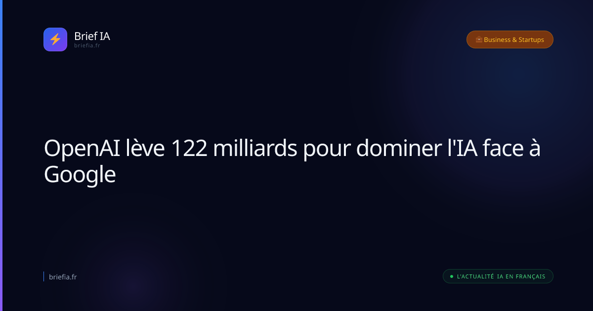 Brief IA : OpenAI lève 122 milliards pour dominer l'IA face à Google