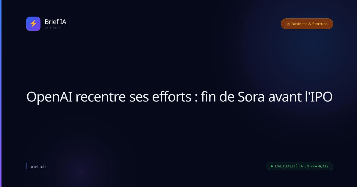 Brief IA : OpenAI recentre ses efforts : fin de Sora avant l'IPO