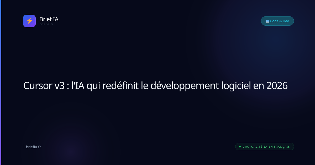 Brief IA : Cursor v3 : l'IA qui redéfinit le développement logiciel en 2026