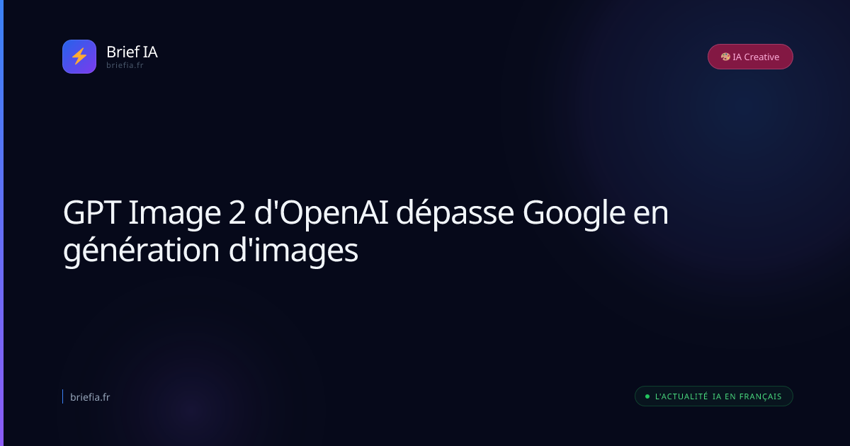 Brief IA : GPT Image 2 d'OpenAI dépasse Google en génération d'images