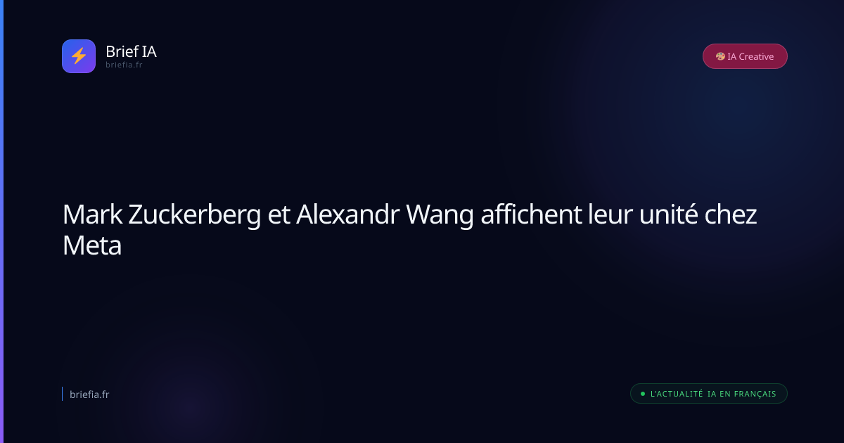 Brief IA : Mark Zuckerberg et Alexandr Wang affichent leur unité chez Meta