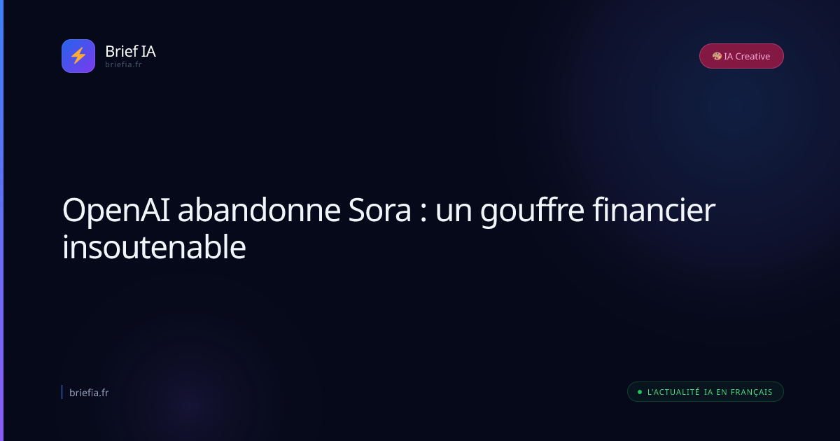 Brief IA : OpenAI abandonne Sora : un gouffre financier insoutenable
