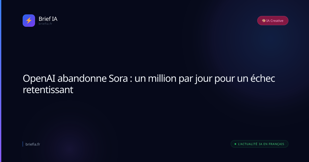 Brief IA : OpenAI abandonne Sora : un million par jour pour un échec retentissant