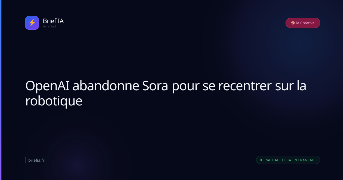 Brief IA : OpenAI abandonne Sora pour se recentrer sur la robotique