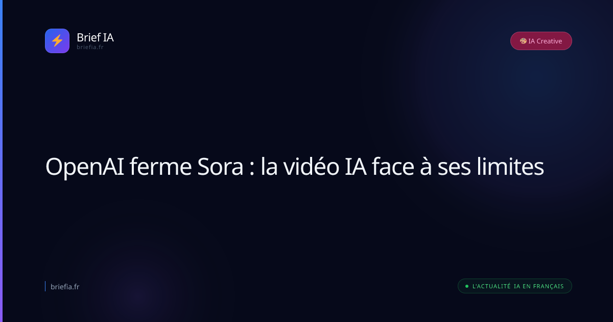 Brief IA : OpenAI ferme Sora : la vidéo IA face à ses limites
