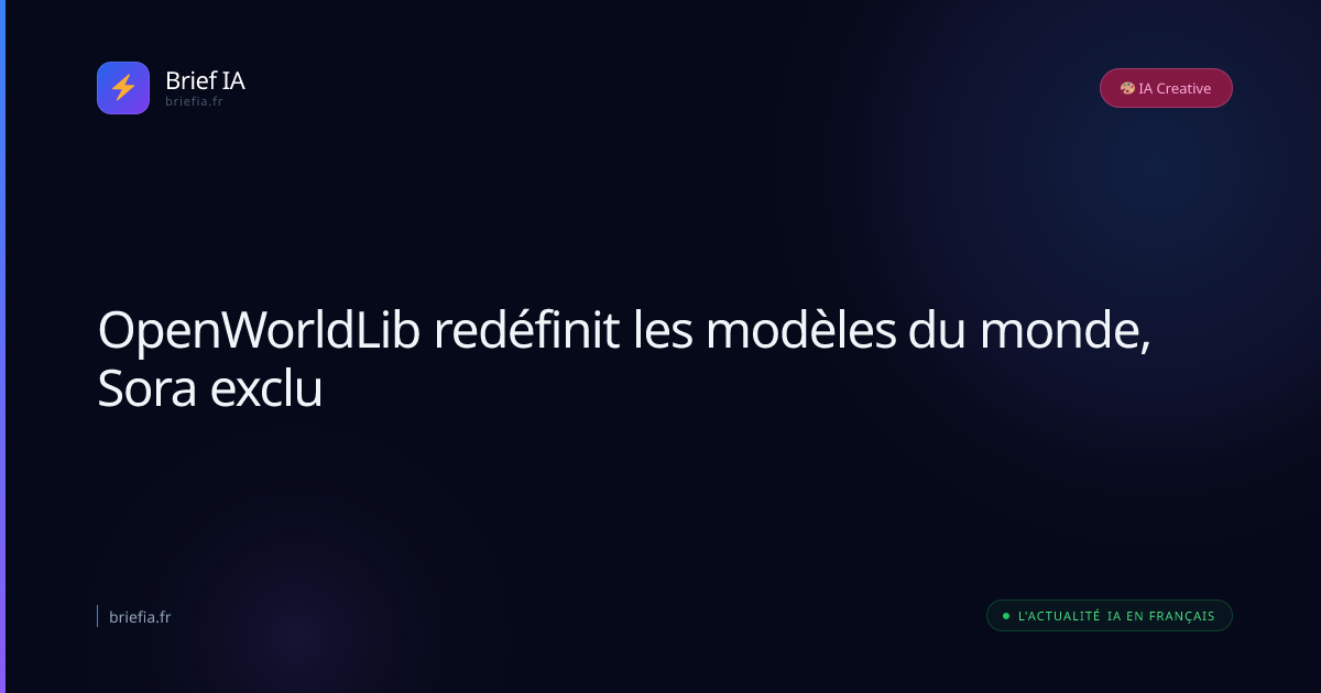 Brief IA : OpenWorldLib redéfinit les modèles du monde, Sora exclu