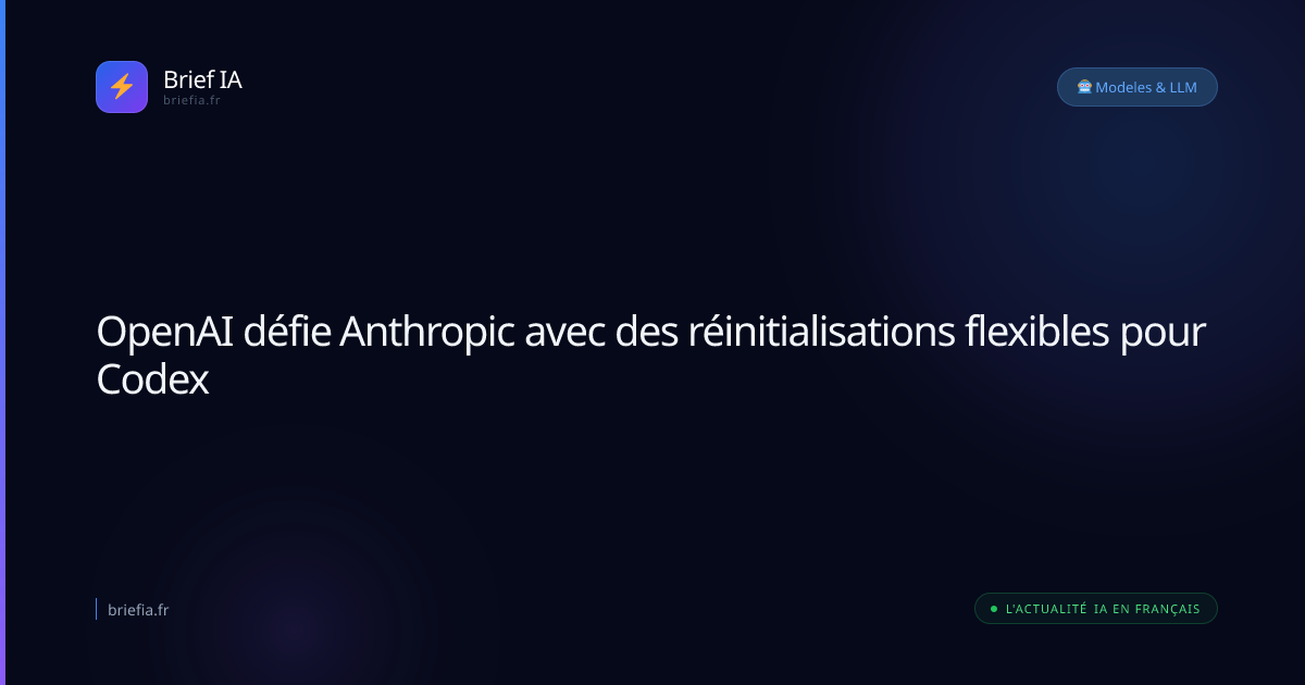 Brief IA : OpenAI défie Anthropic avec des réinitialisations flexibles pour Codex