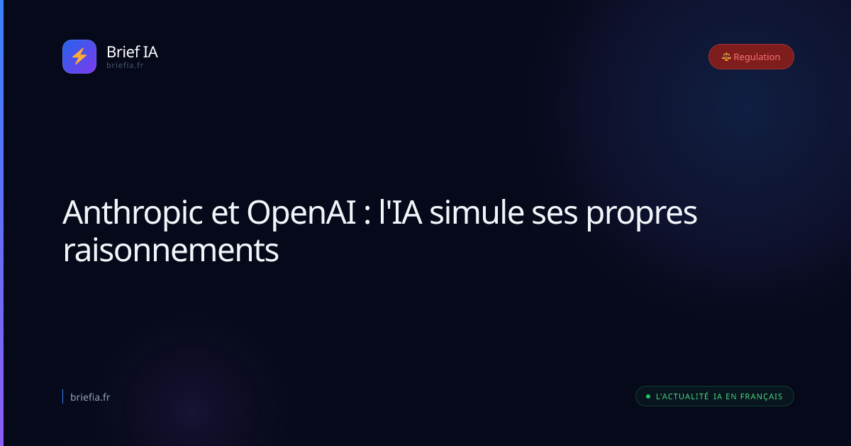 Brief IA : Anthropic et OpenAI : l'IA simule ses propres raisonnements