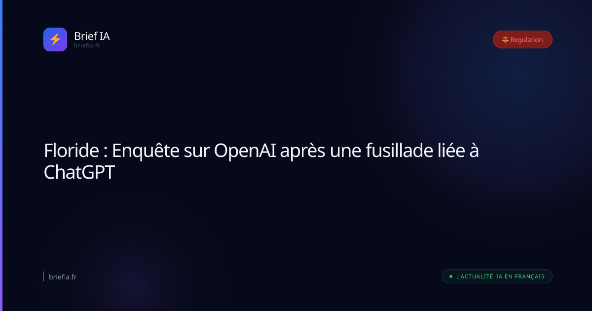 Brief IA : Floride : Enquête sur OpenAI après une fusillade liée à ChatGPT