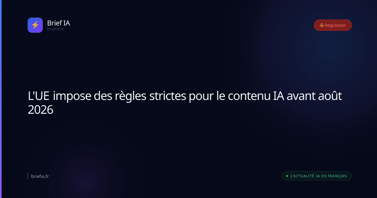 Brief IA : L'UE impose des règles strictes pour le contenu IA avant août 2026