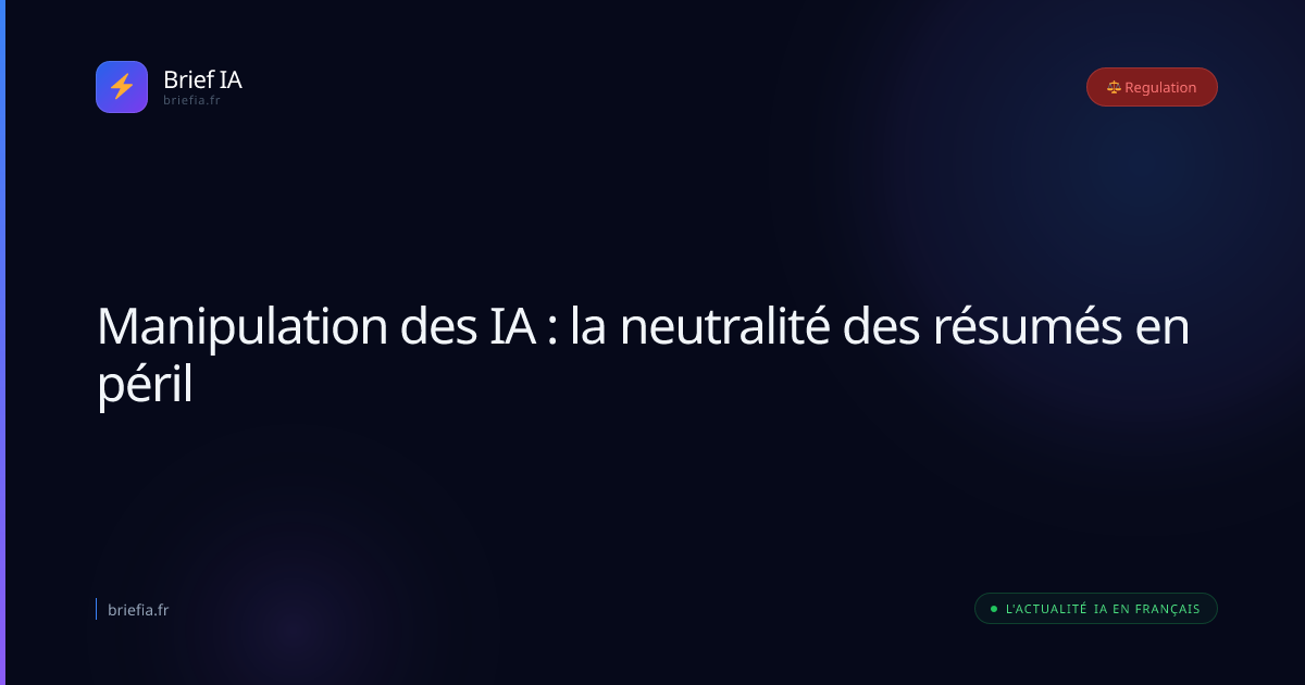 Brief IA : Manipulation des IA : la neutralité des résumés en péril