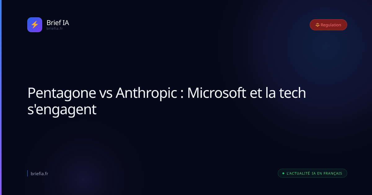 Brief IA : Pentagone vs Anthropic : Microsoft et la tech s'engagent