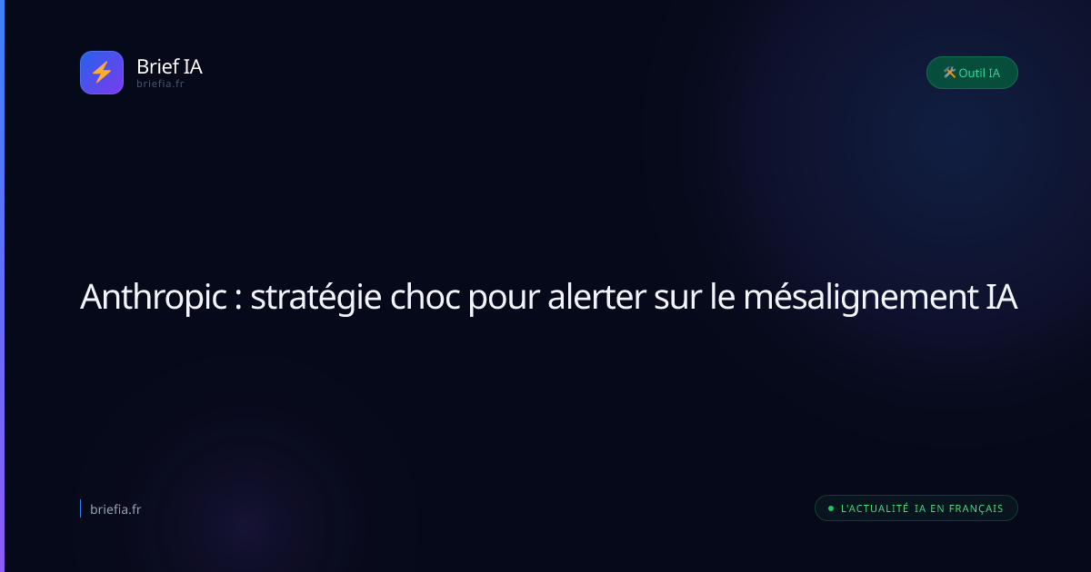 Brief IA : Anthropic : stratégie choc pour alerter sur le mésalignement IA