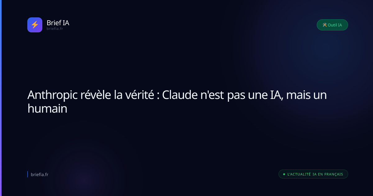 Brief IA : Anthropic révèle la vérité : Claude n'est pas une IA, mais un humain