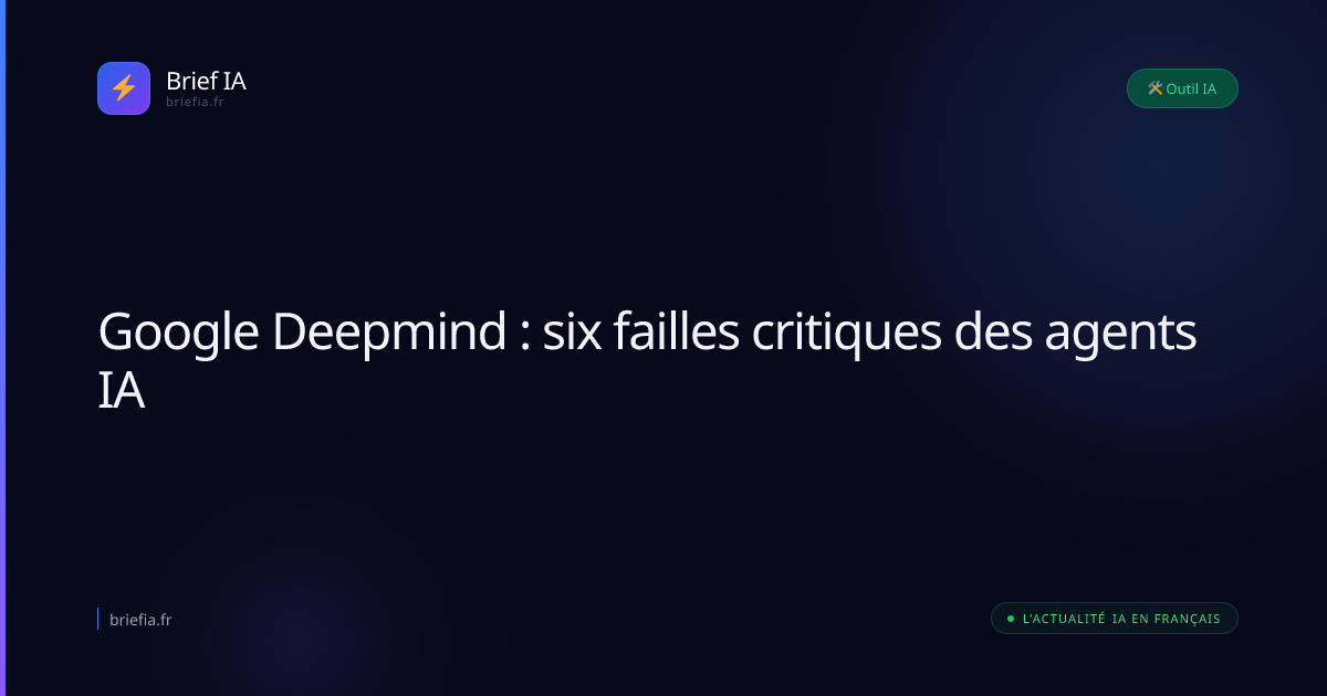 Brief IA : Google Deepmind : six failles critiques des agents IA