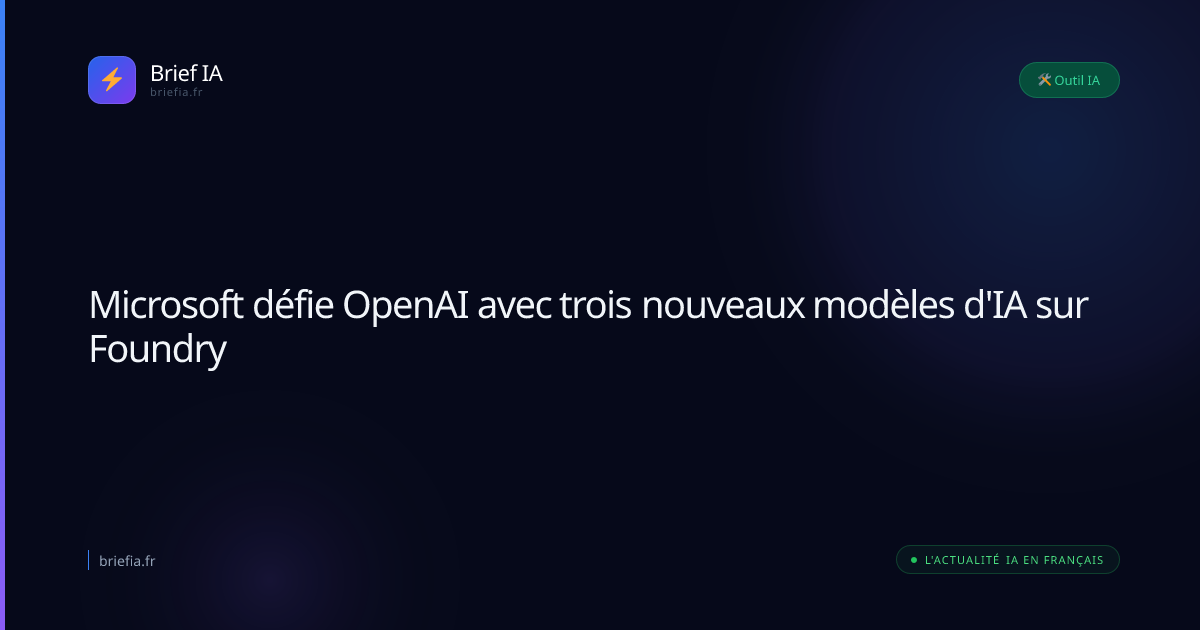 Brief IA : Microsoft défie OpenAI avec trois nouveaux modèles d'IA sur Foundry