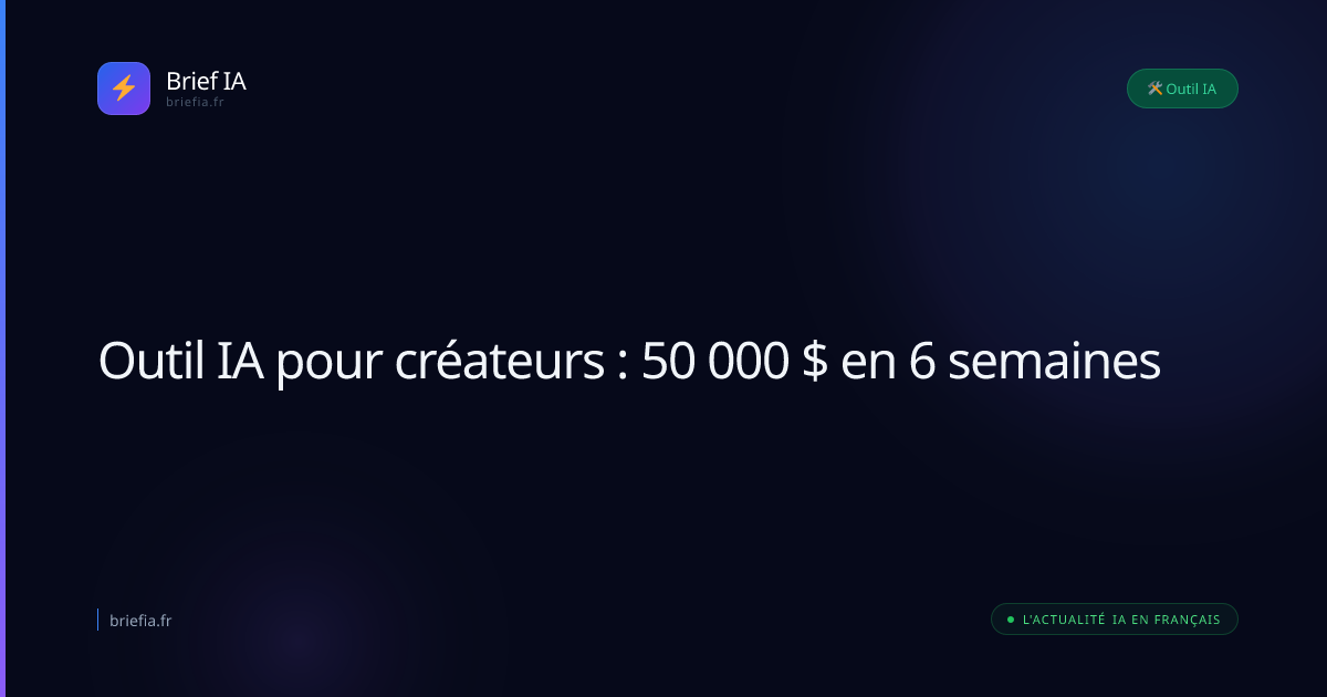 Brief IA : Outil IA pour créateurs : 50 000 $ en 6 semaines