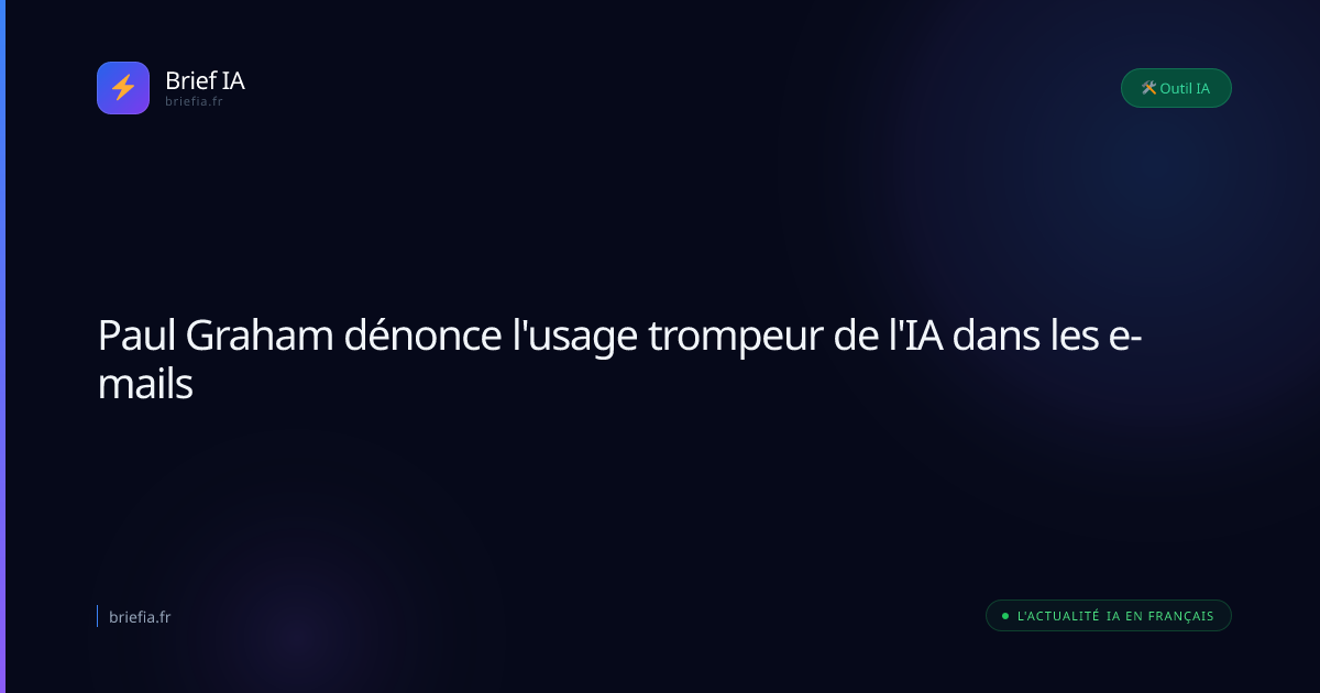 Brief IA : Paul Graham dénonce l'usage trompeur de l'IA dans les e-mails