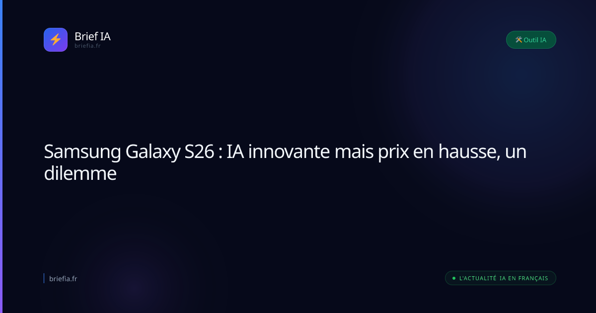 Brief IA : Samsung Galaxy S26 : IA innovante mais prix en hausse, un dilemme