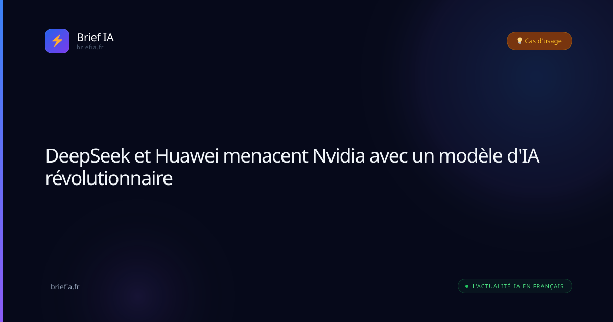 Brief IA : DeepSeek et Huawei menacent Nvidia avec un modèle d'IA révolutionnaire