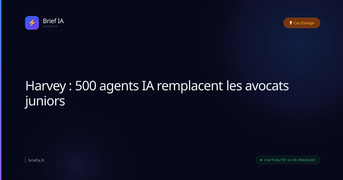 Brief IA : Harvey : 500 agents IA remplacent les avocats juniors