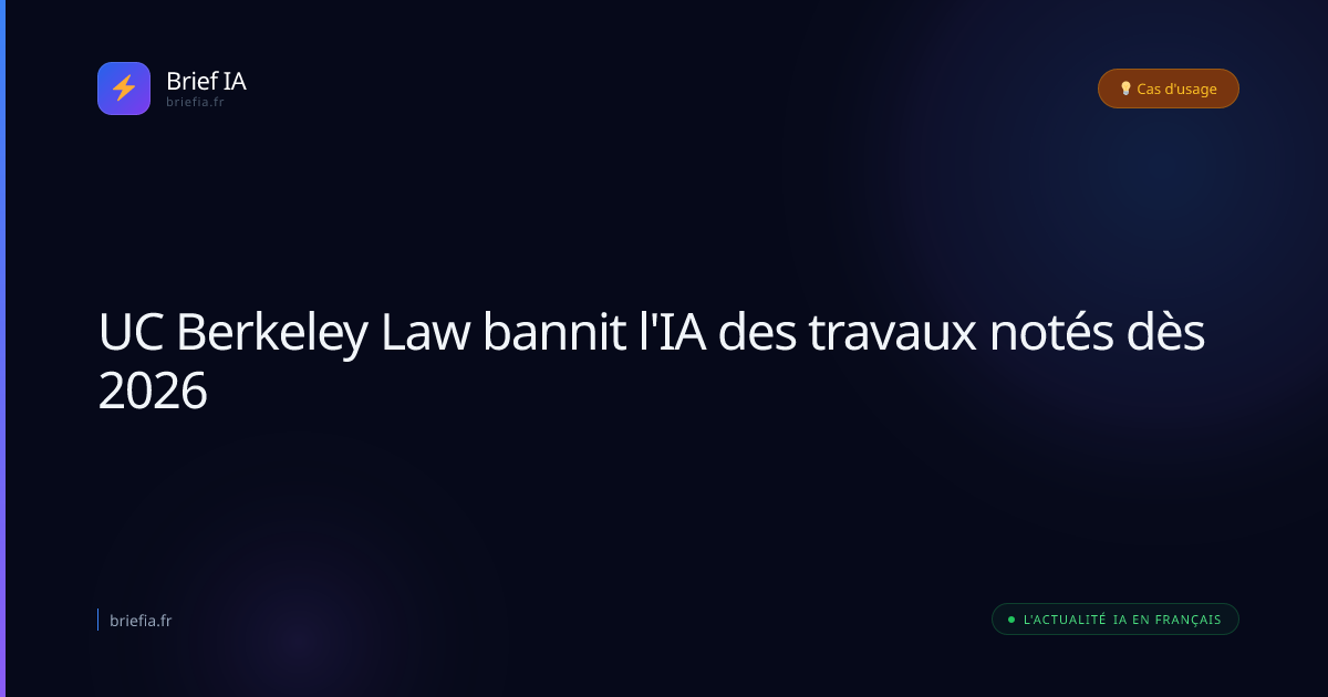 Brief IA : UC Berkeley Law bannit l'IA des travaux notés dès 2026